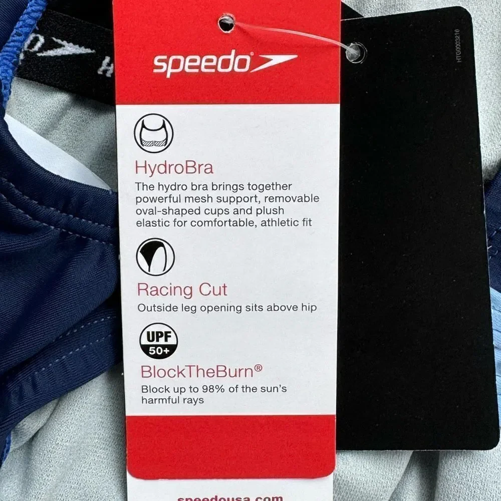 Speedo Heather Quantum Splice Swimsuit Size 6 Hyper Blue NWT